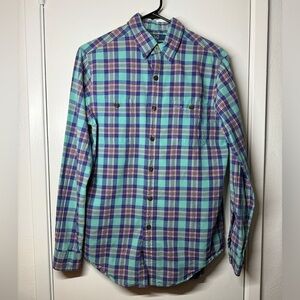 Polo by Ralph Lauren Plaid Collared Button Front Chest Pocket Dress Shirt Small